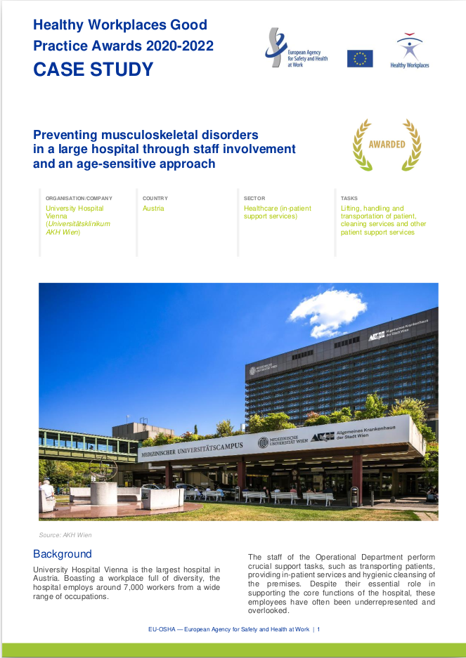 Preventing musculoskeletal disorders in a large hospital through staff involvement and an age-sensitive approach img