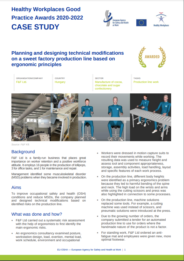 Hungary: Planning and designing technical modifications on a sweets factory production line based on ergonomic principles