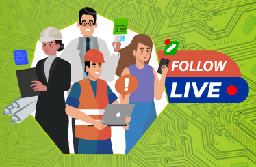 Healthy workplaces campaign logo with follow live call for action