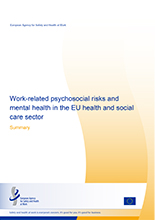 Cover of summary of of Work-related psychosocial risks and mental health outcomes in the EU health and social care sector