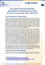 Cover of the case study The EU Directive on platform work: improvements and remaining challenges related to occupational safety and health