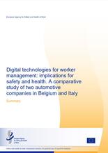 Cover of the Summary Digital technologies for worker management: implications for safety and health. A comparative study of two automotive companies