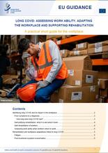 Cover of the EU guidance Long COVID: assessing work ability, adapting the workplace and supporting rehabilitation A practical short guide for the workplace
