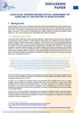 Cover of the discussion paper  Long COVID: worker rehabilitation, assessment of work ability and return to work support