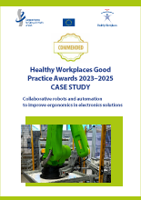 Cover of the case study: Italy: Collaborative robots and automation to improve ergonomics in electronics solutions