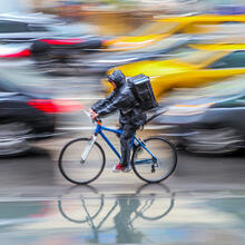 Food delivery rider on the road