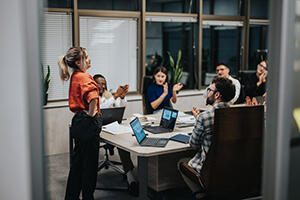 Business colleagues brainstorming ideas