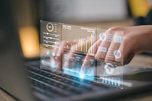 Analytics dashboard with charts and metrics