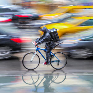 Food delivery rider on the road