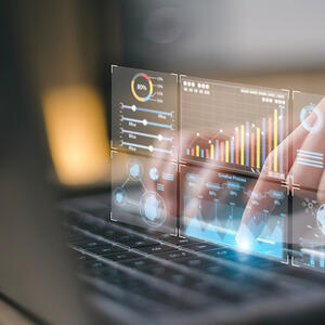 Analytics dashboard with charts and metrics