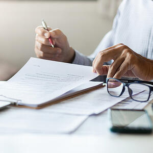 Person reviewing documents